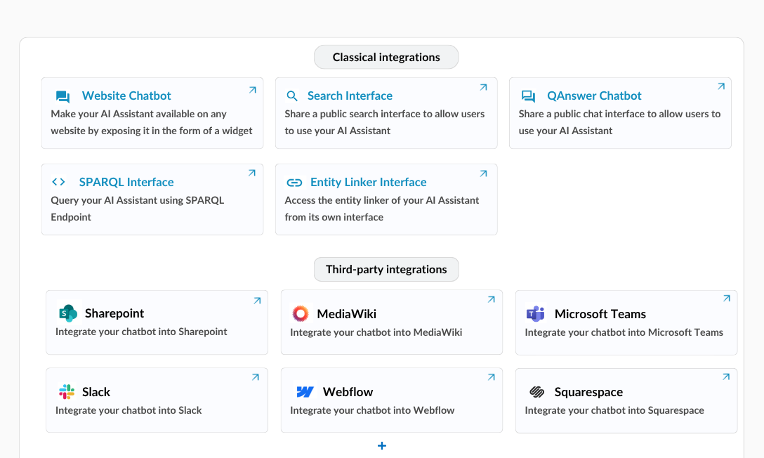QAnswer data source connections panel